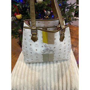 MCM White and Gold Tote Bag